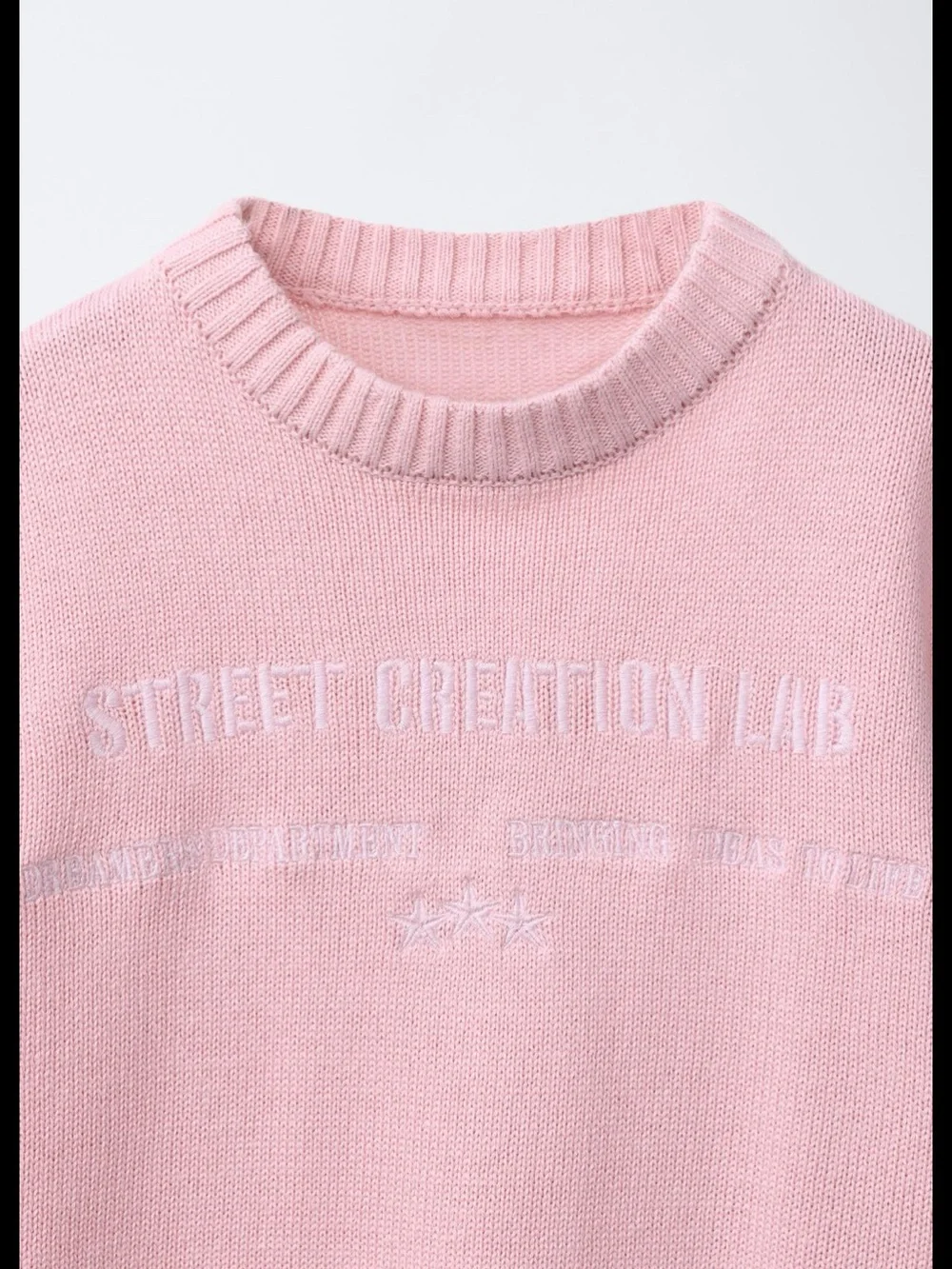 Zara Pink Crewneck Sweater with Subtle Logo